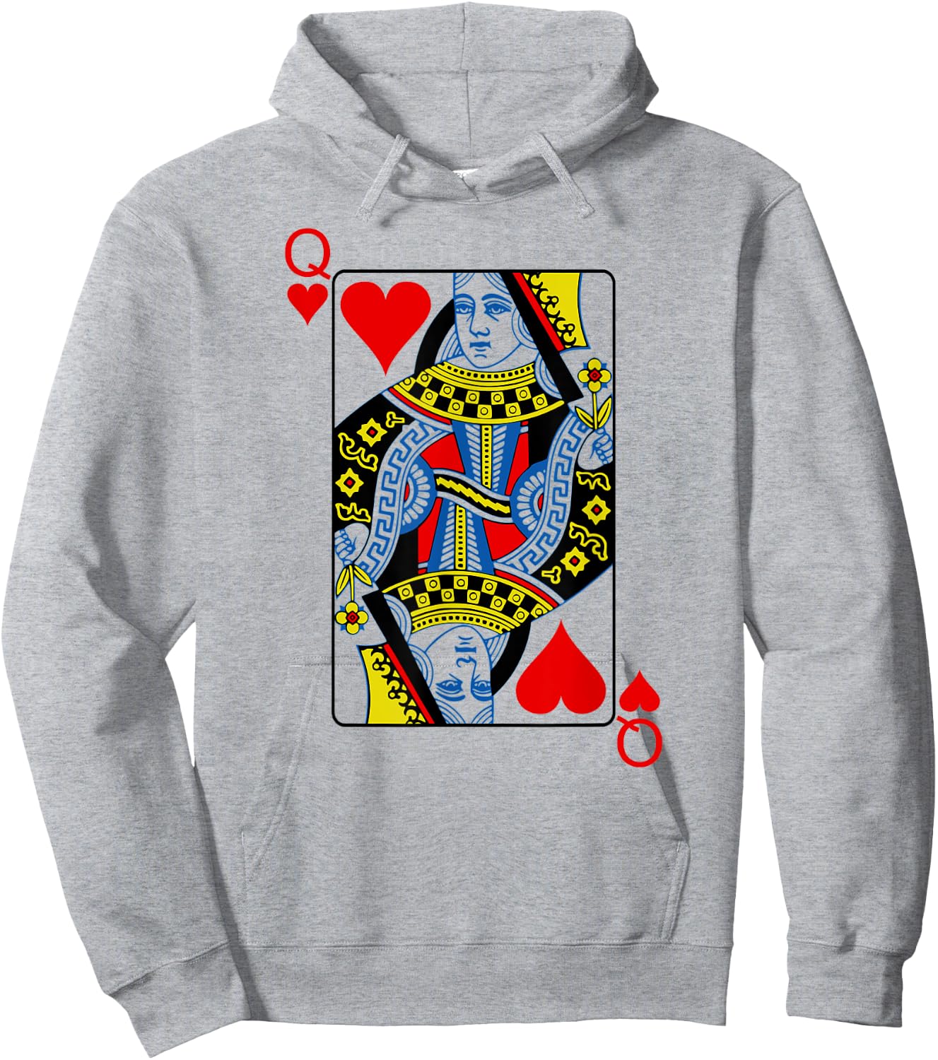 Queen Of Hearts Playing Cards Poker Hoodie - Hoodie | Ash