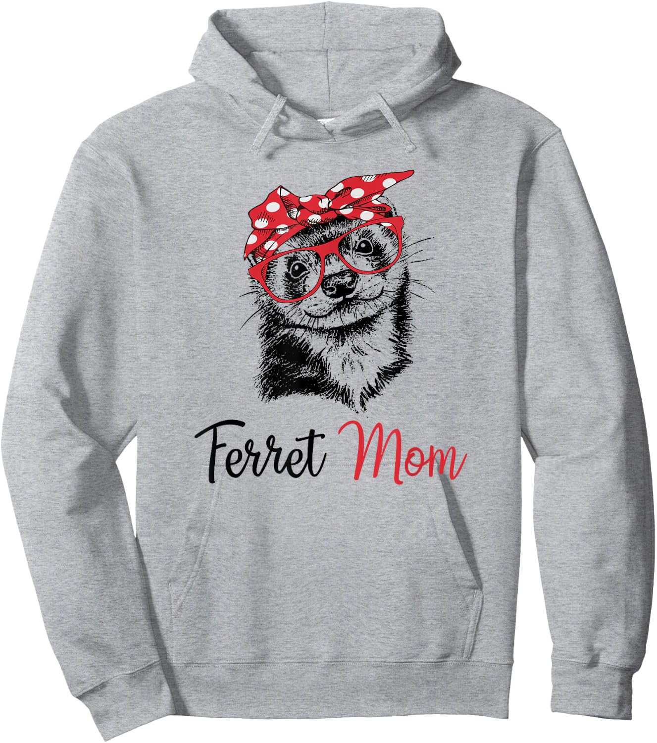 Funny Girls Glasses Bandana Mom Ferret Lover Hoodie - Hoodie | Ash