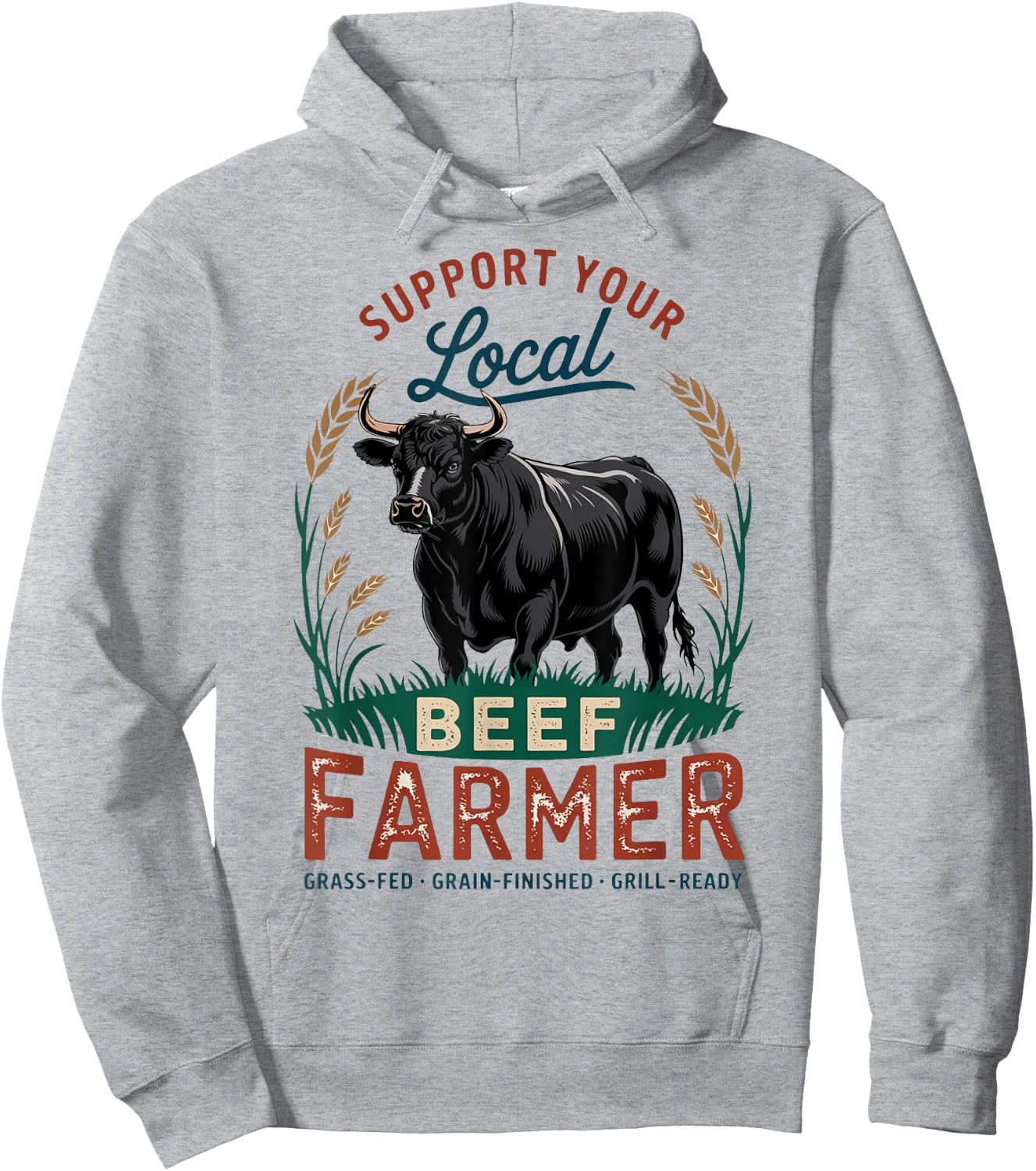 Proud Black Angus Local Beef Cattle Farmer Hoodie - Hoodie | Ash
