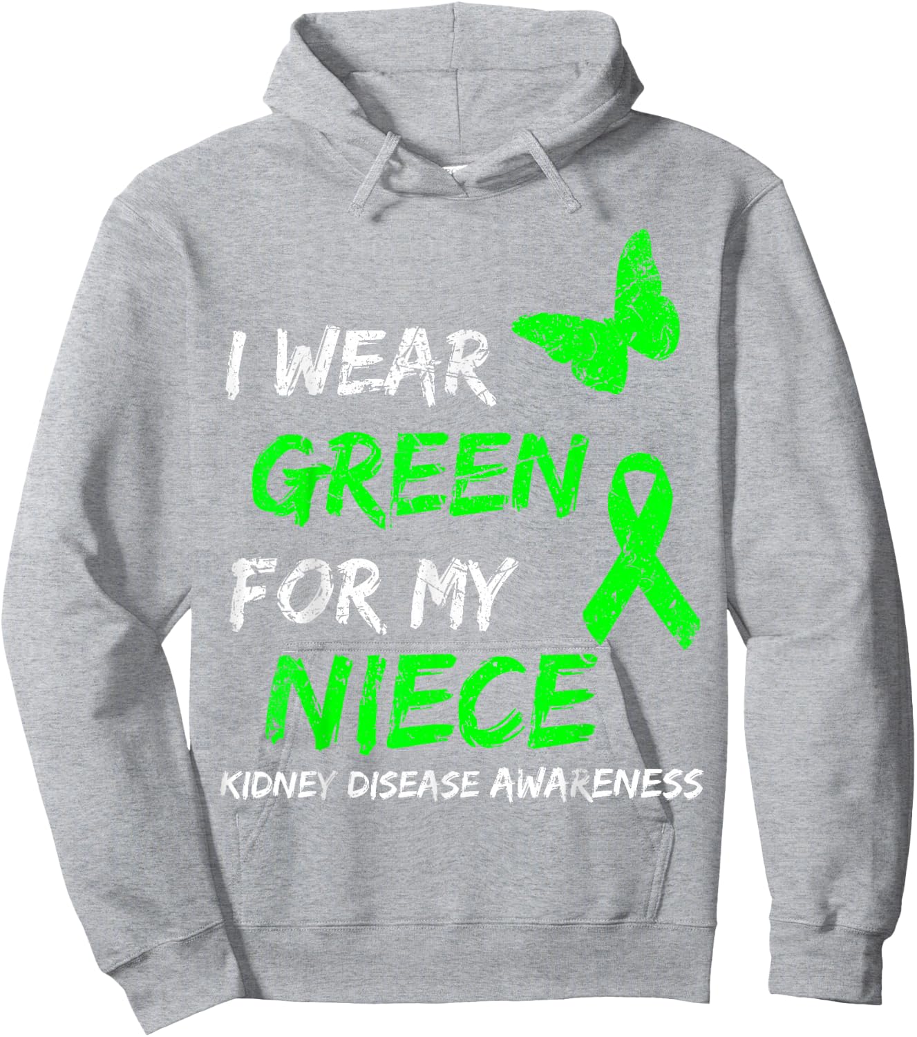 Kidney Disease I Wear Green For My Niece Ribbon Hoodie - Hoodie | Ash