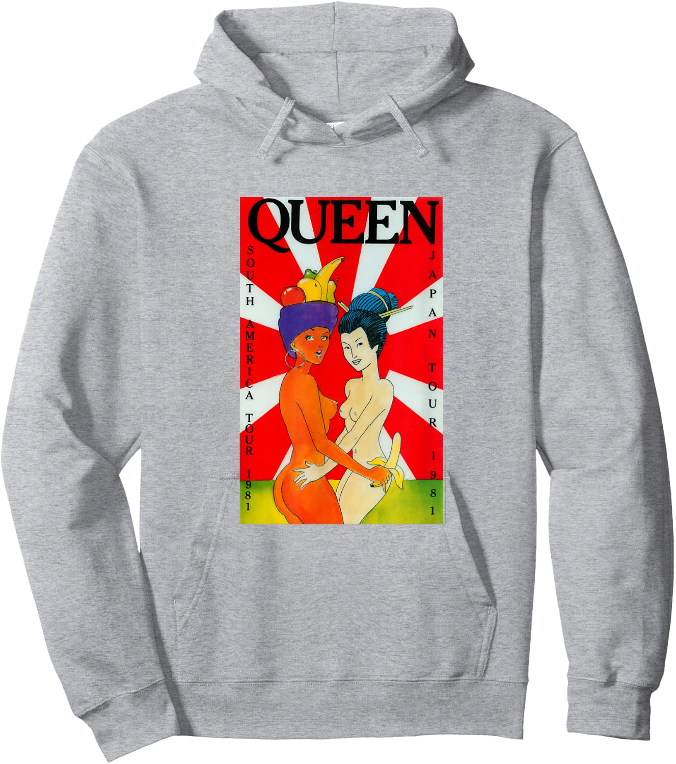 Queen Official South America Japan Tour 1981 Hoodie - Hoodie | Ash