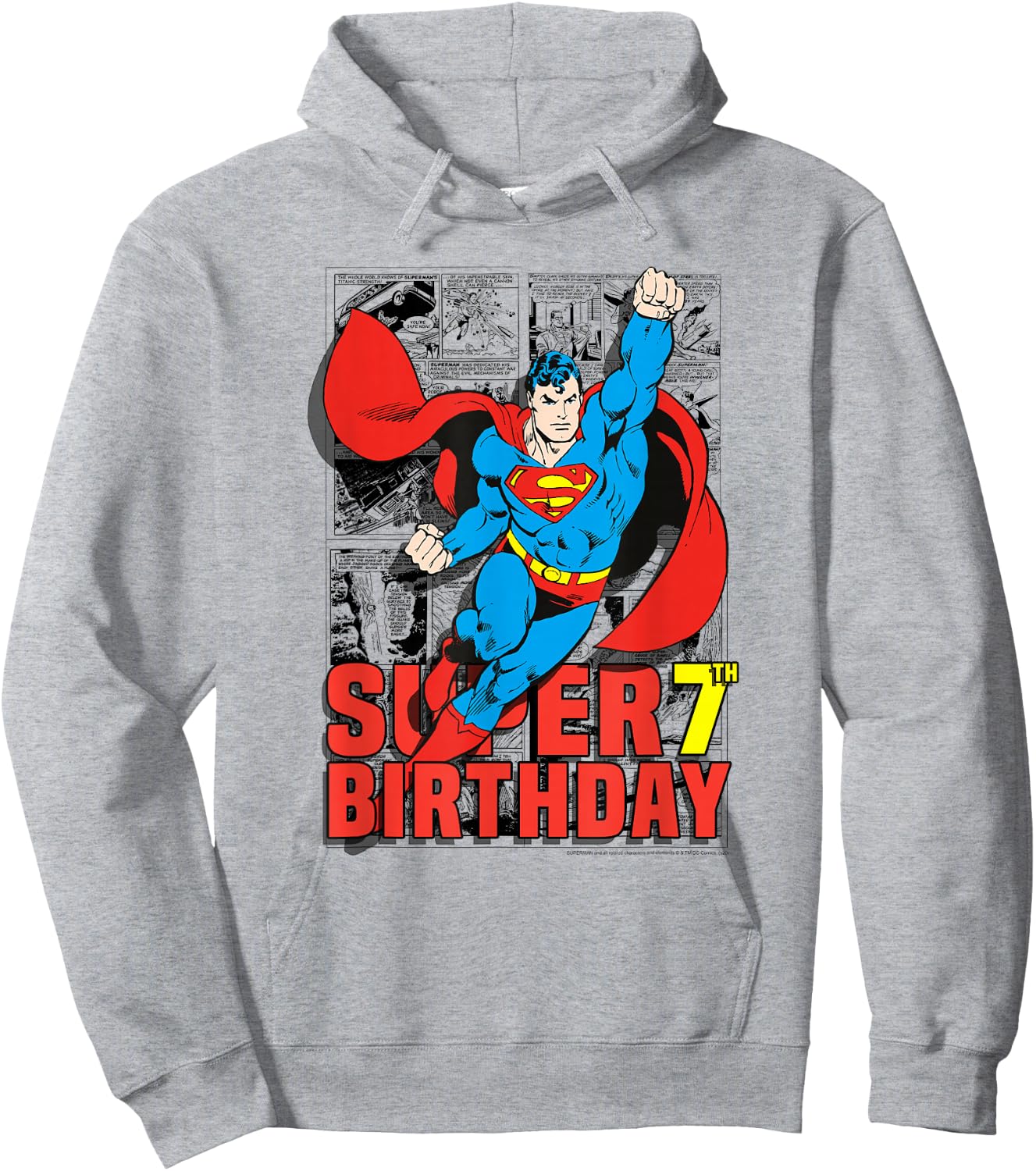 DC Comics Superman Super 7th Birthday Comic Hoodie - Hoodie | Ash