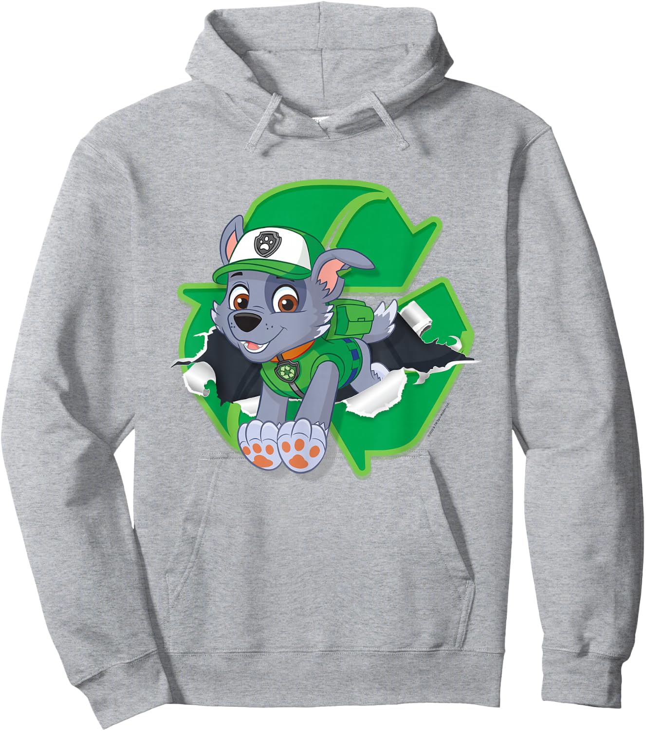 Paw Patrol Rocky Torn Badge Hoodie - Hoodie | Ash