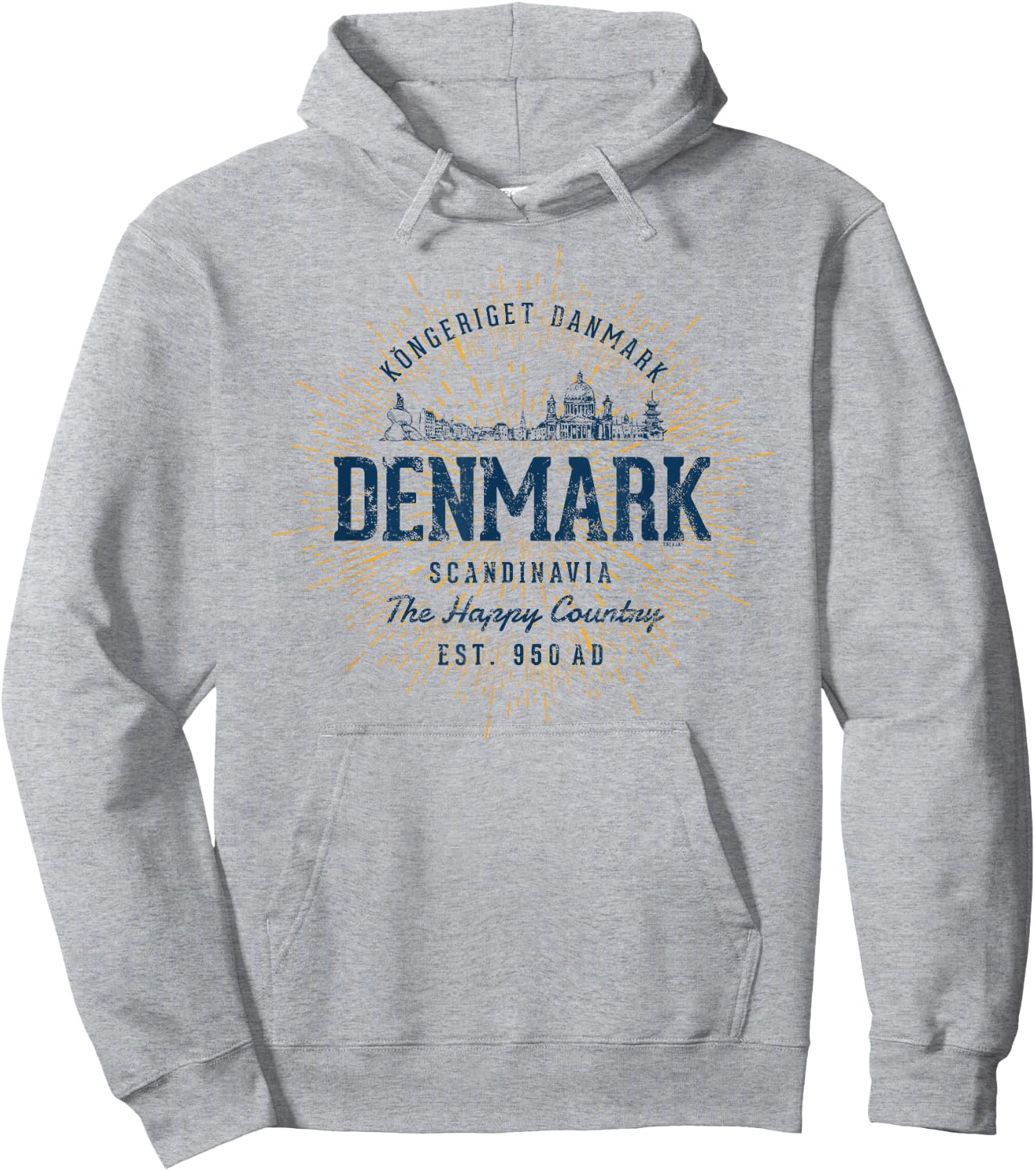 Vintage Denmark Retro Hoodie - Hoodie | Ash