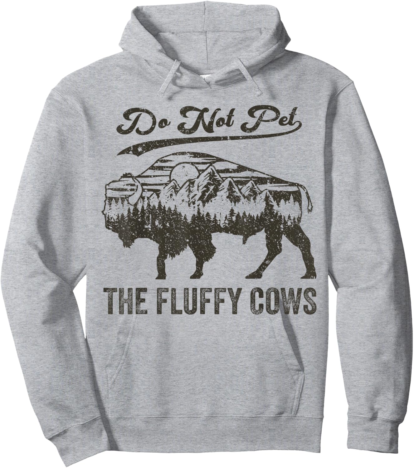 Do Not Pet The Fluffy Cows, Bison Vintage Hoodie - Hoodie | Ash