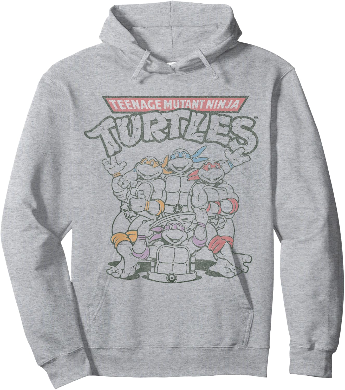 Retro TMNT Group Limited Color Hoodie - Hoodie | Ash