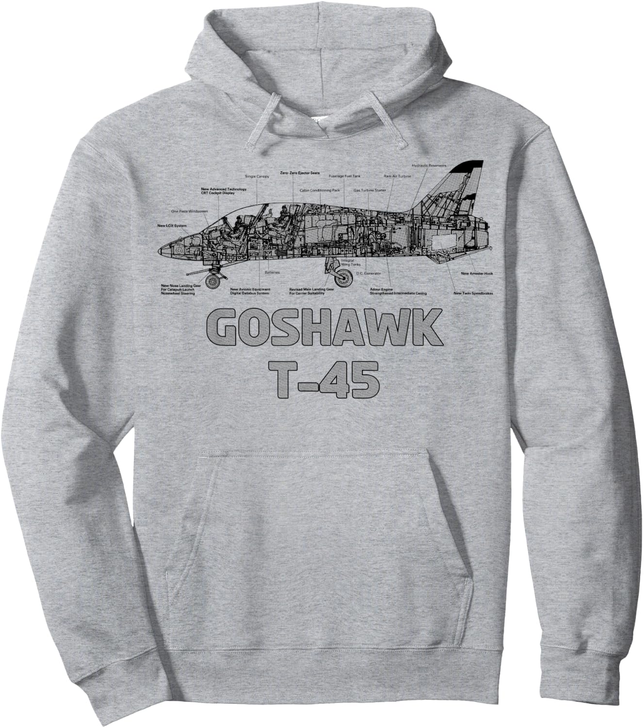 Goshawk T-45 Military Trainer Jet Aircraft Hoodie - Hoodie | Ash