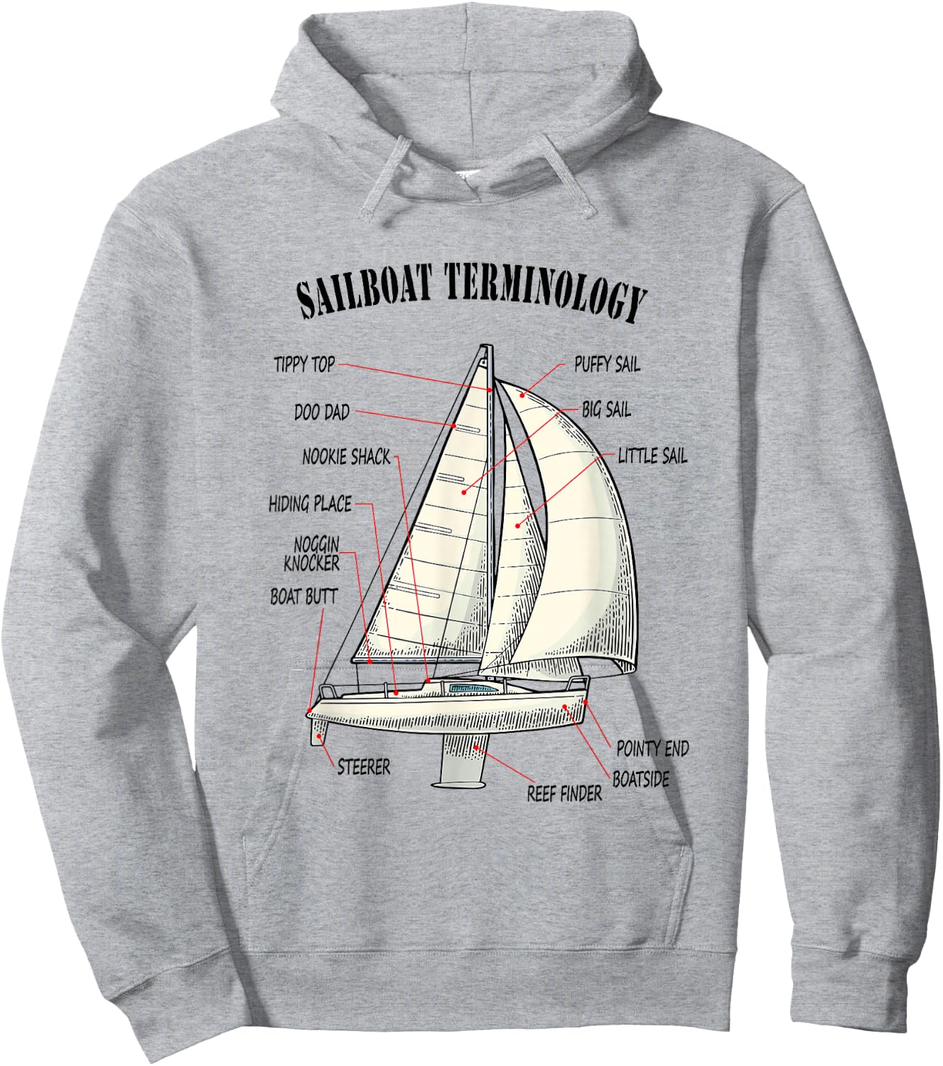 Funny and Completely Wrong Sailboat Terminology Hoodie - Hoodie | Ash