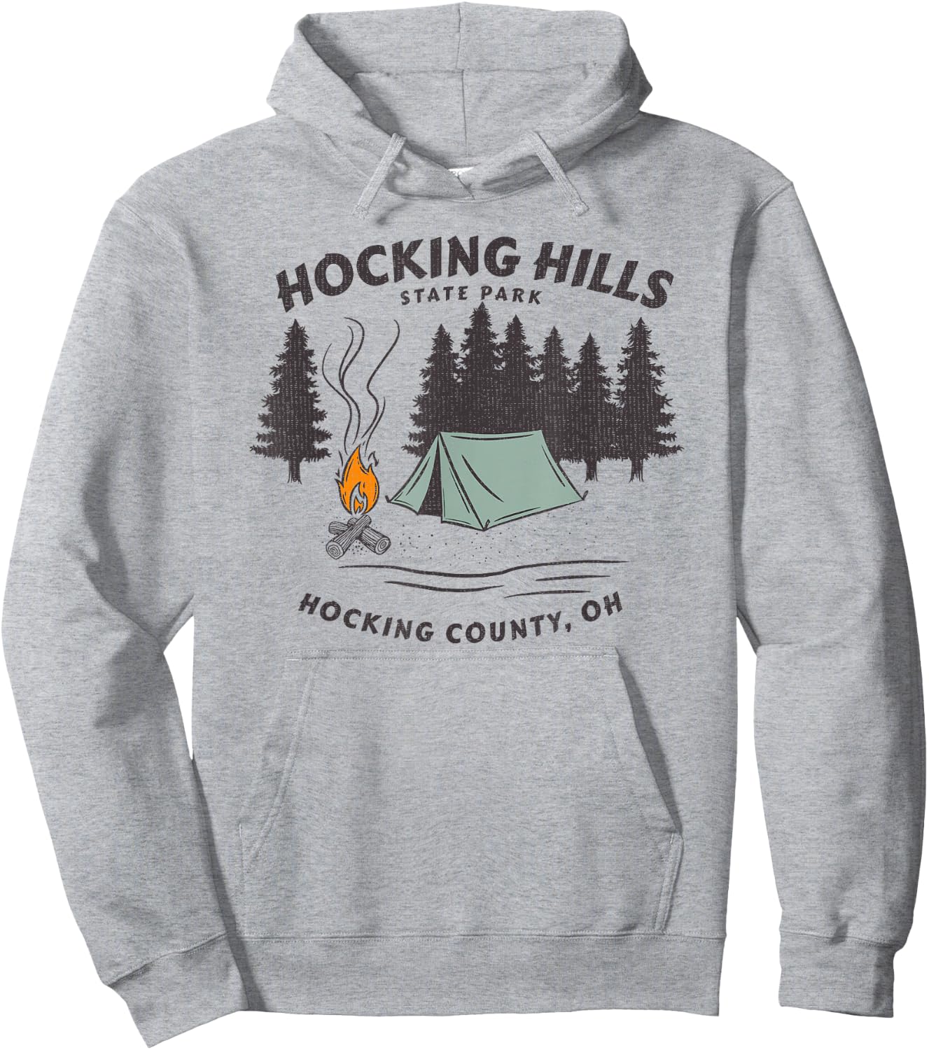 Retro Hocking Hills State Park Souvenir Hoodie - Hoodie | Ash