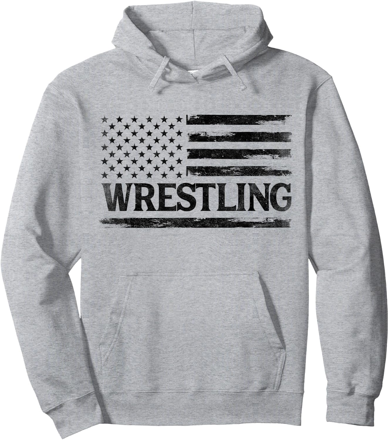 Wrestling Black Vintage USA Flag Wrestler Coach Hoodie - Hoodie | Ash