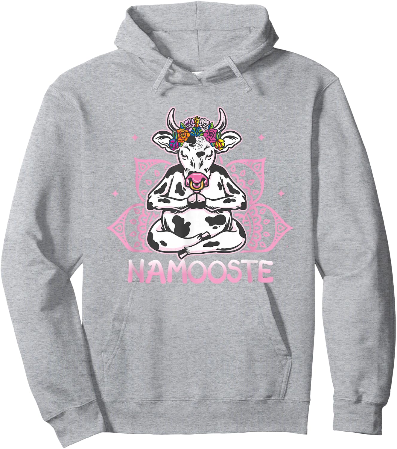 Namooste Meditating Cow Yoga Meditation Namaste Hoodie - Hoodie | Ash
