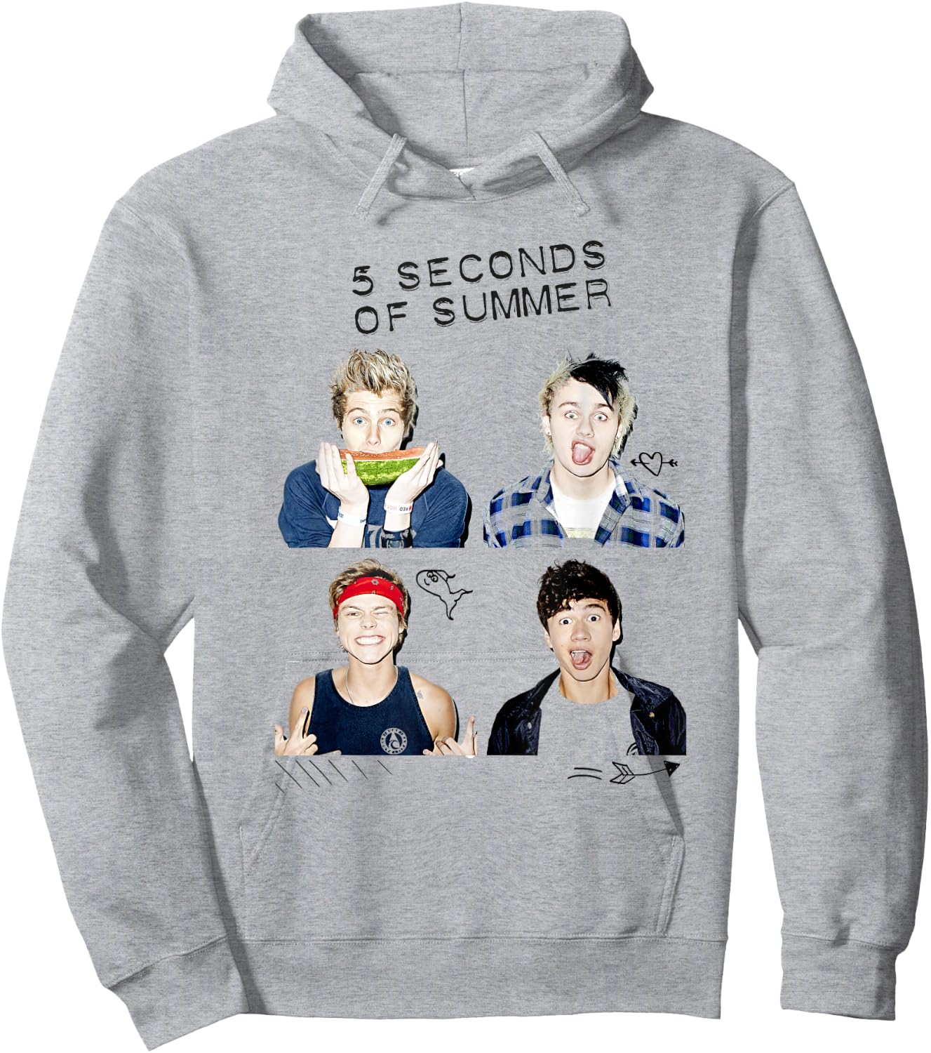 5 Seconds of Summer - Photo Scribble Hoodie - Hoodie | Ash