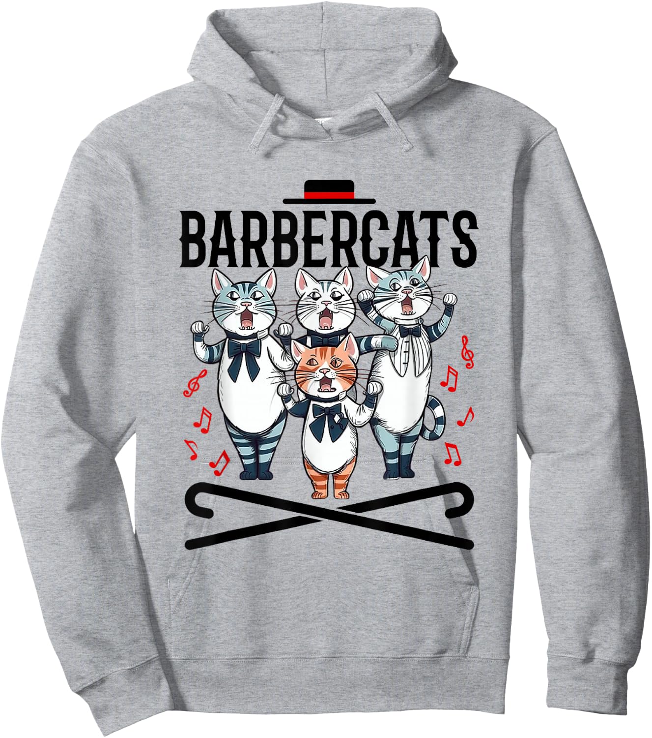 Barbershop Quartet Cats Singing Harmony Singer Hoodie - Hoodie | Ash