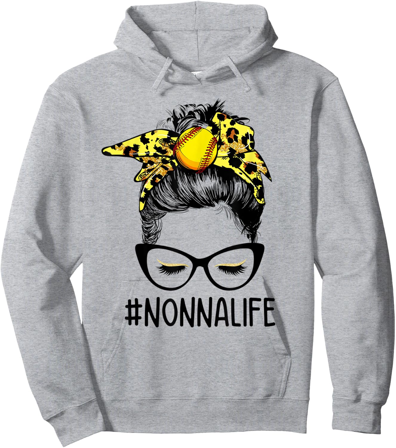 Messy Bun Nonna Life Softball Nonna Mothers Day Hoodie - Hoodie | Ash