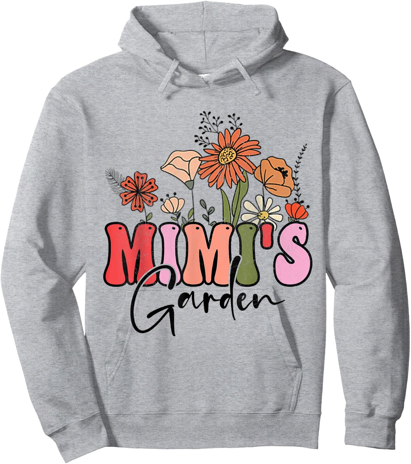 Flowers Groovy Retro Mothers Day Mimi's Garden Hoodie - Hoodie | Ash