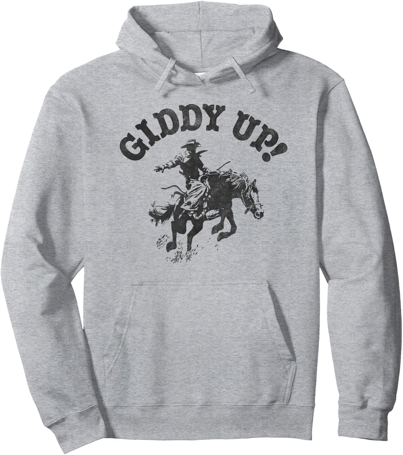 Trendy Giddy Up Classic Rodeo Black & White Hoodie - Hoodie | Ash