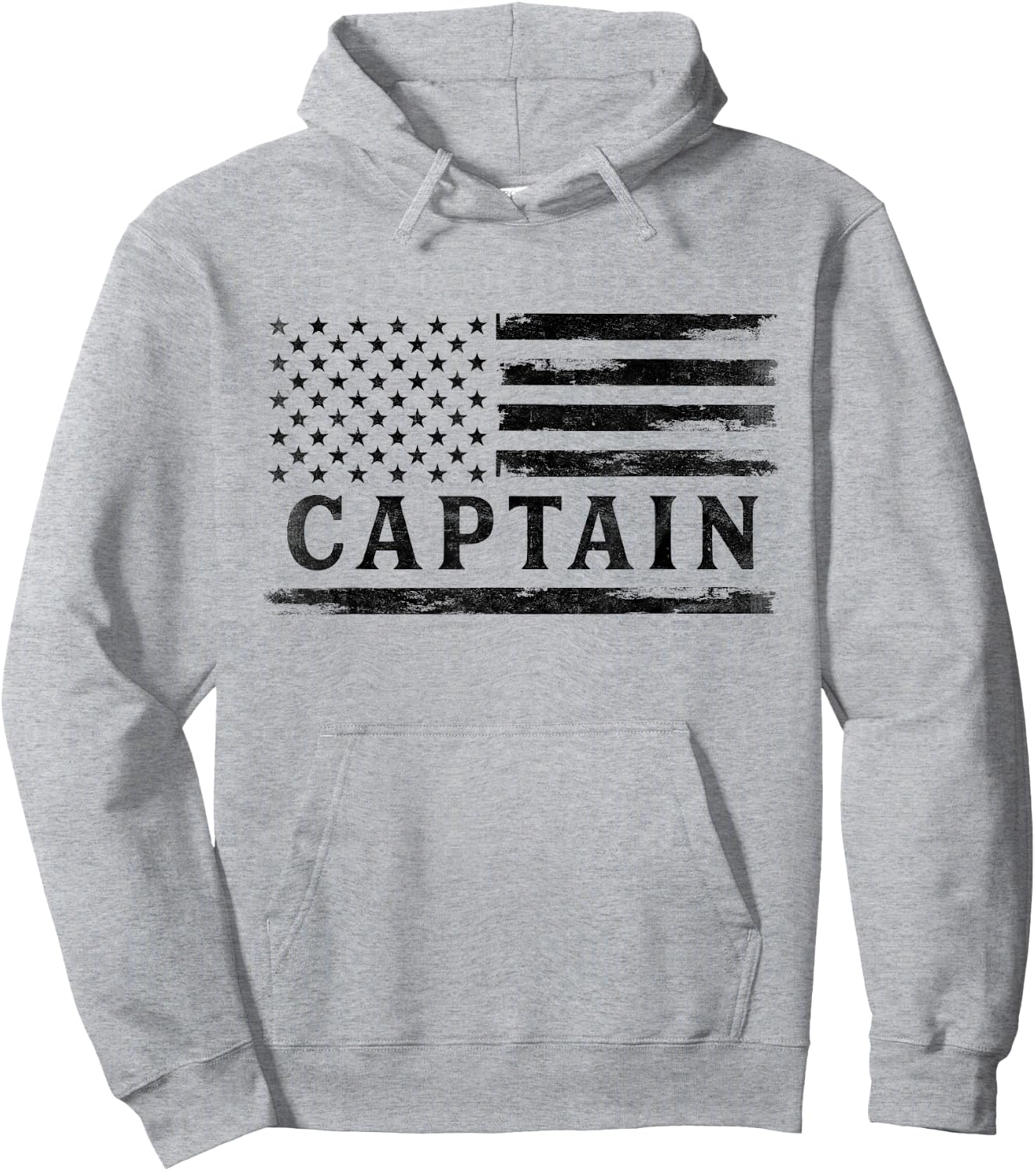 Captain Black Vintage USA Flag Father's Day Hoodie - Hoodie | Ash