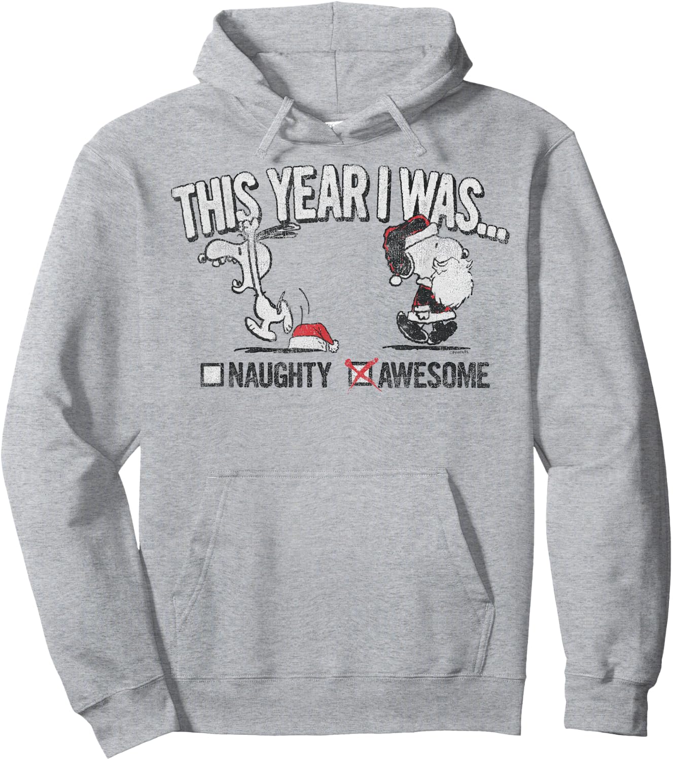 Peanuts Snoopy Naughty Awesome Christmas Hoodie - Hoodie | Ash