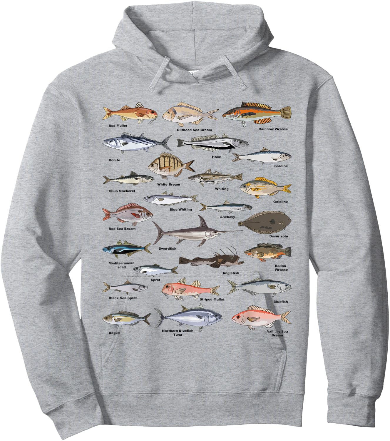Vintage Fish Identification Chart Fishing Hoodie - Hoodie | Ash