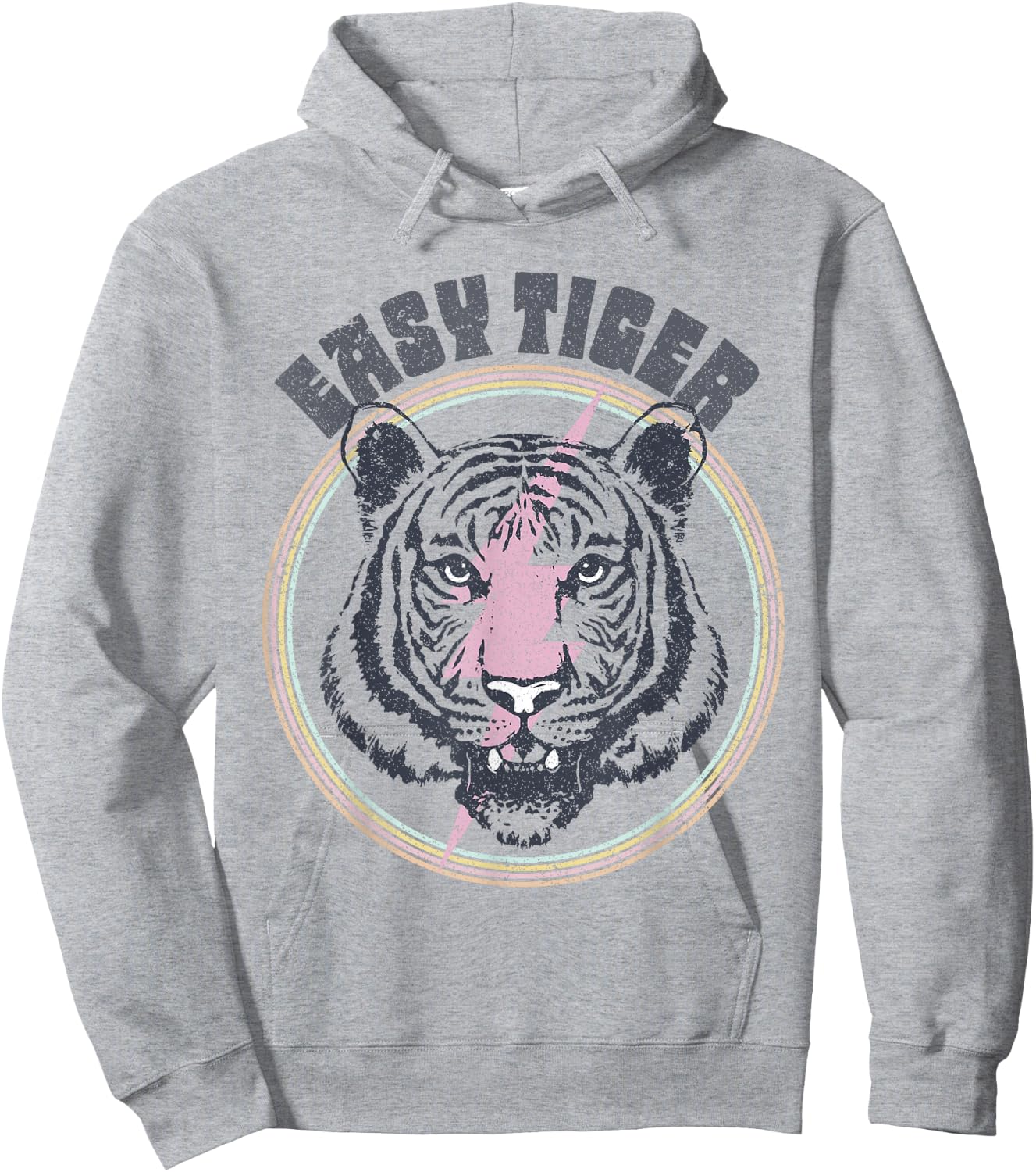 Easy Tiger Face Retro 70s 80s Vintage Hoodie - Hoodie | Ash