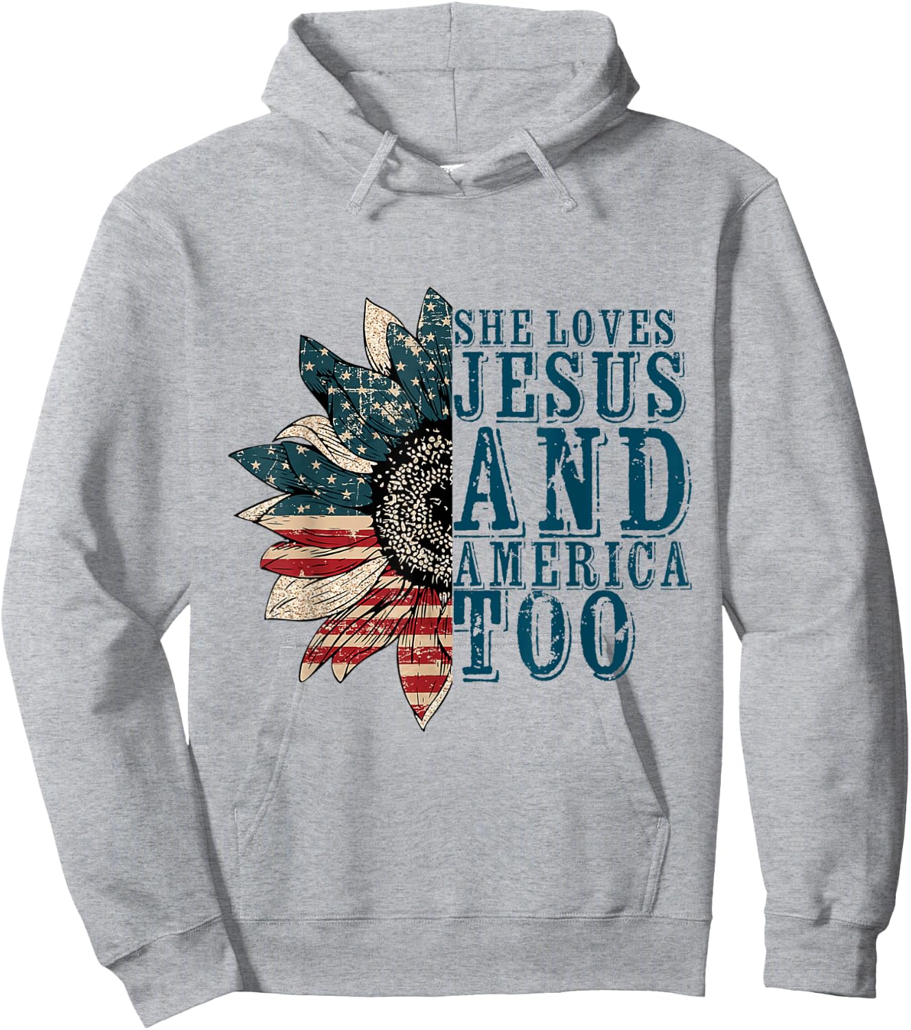 She Loves Jesus And America Too Hoodie - Hoodie | Ash