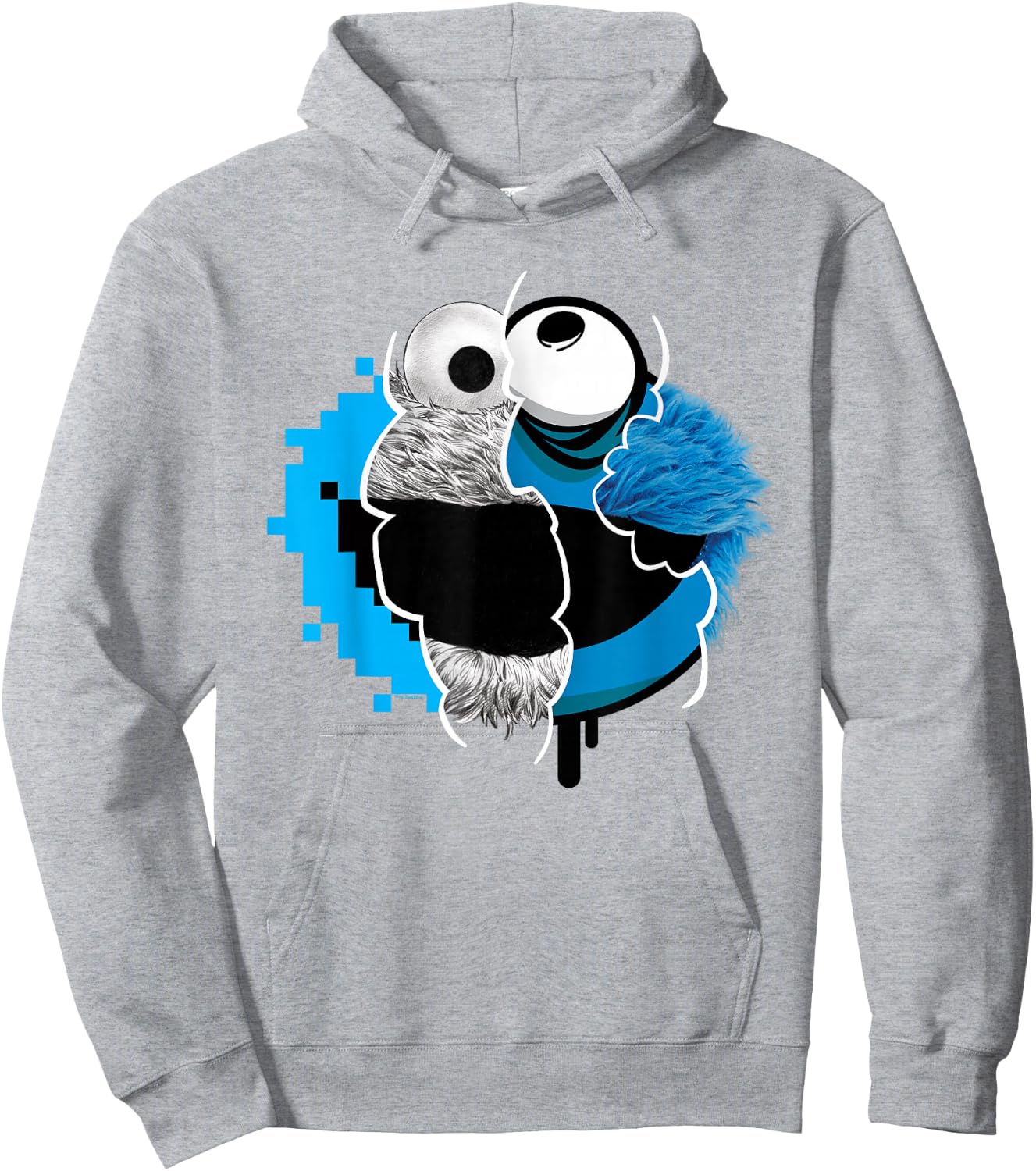 Sesame Street Split Cookie Monster Hoodie - Hoodie | Ash