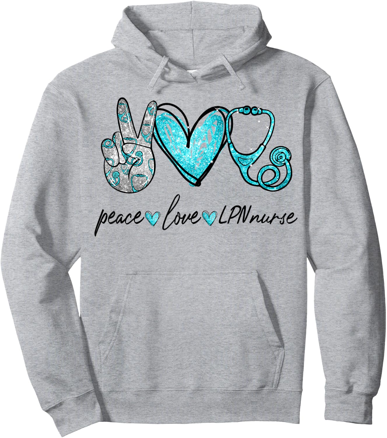 Peace Love LPN Nurse Hand Sign Peace Lovers Hoodie - Hoodie | Ash