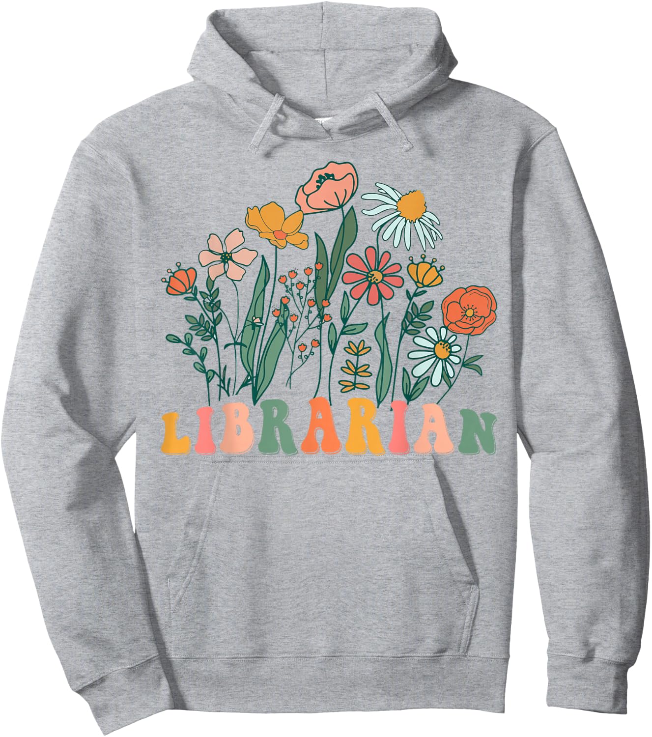 Groovy Wildflower Librarian Hoodie - Hoodie | Ash