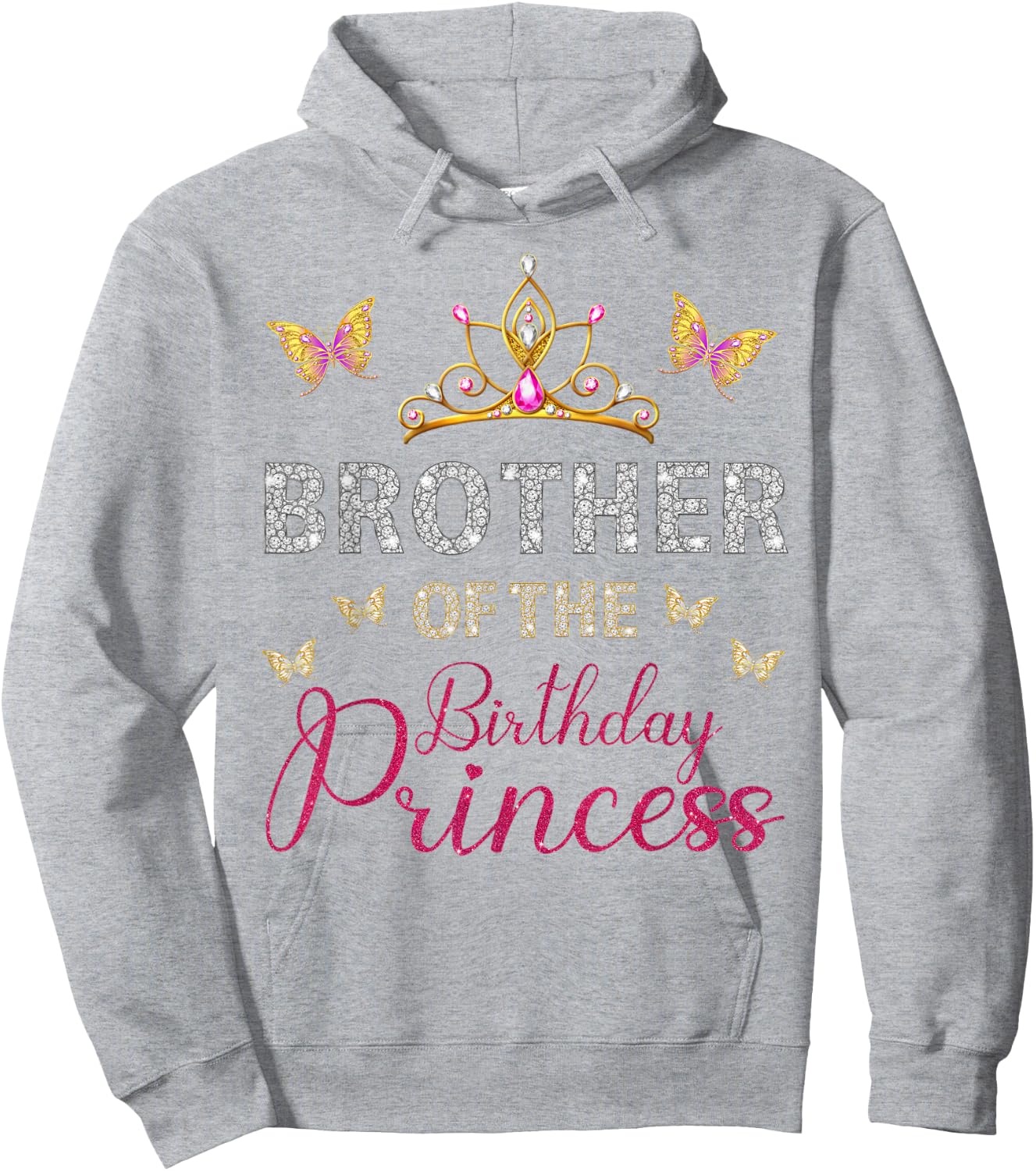 Brother Of The Birthday Princess Birthday Party Hoodie - Hoodie | Ash
