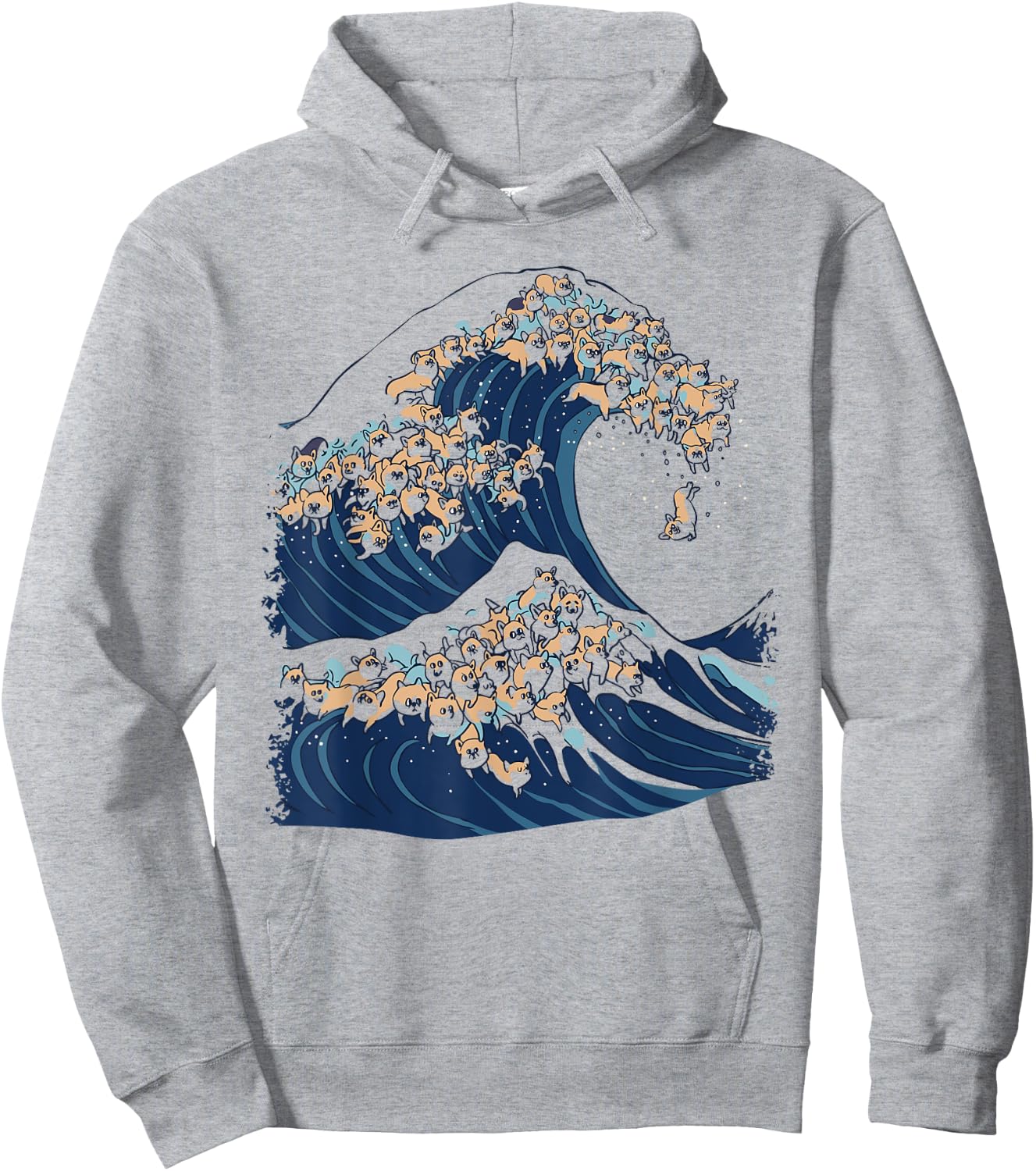 The Great Wave of Corgis Hoodie - Hoodie | Ash