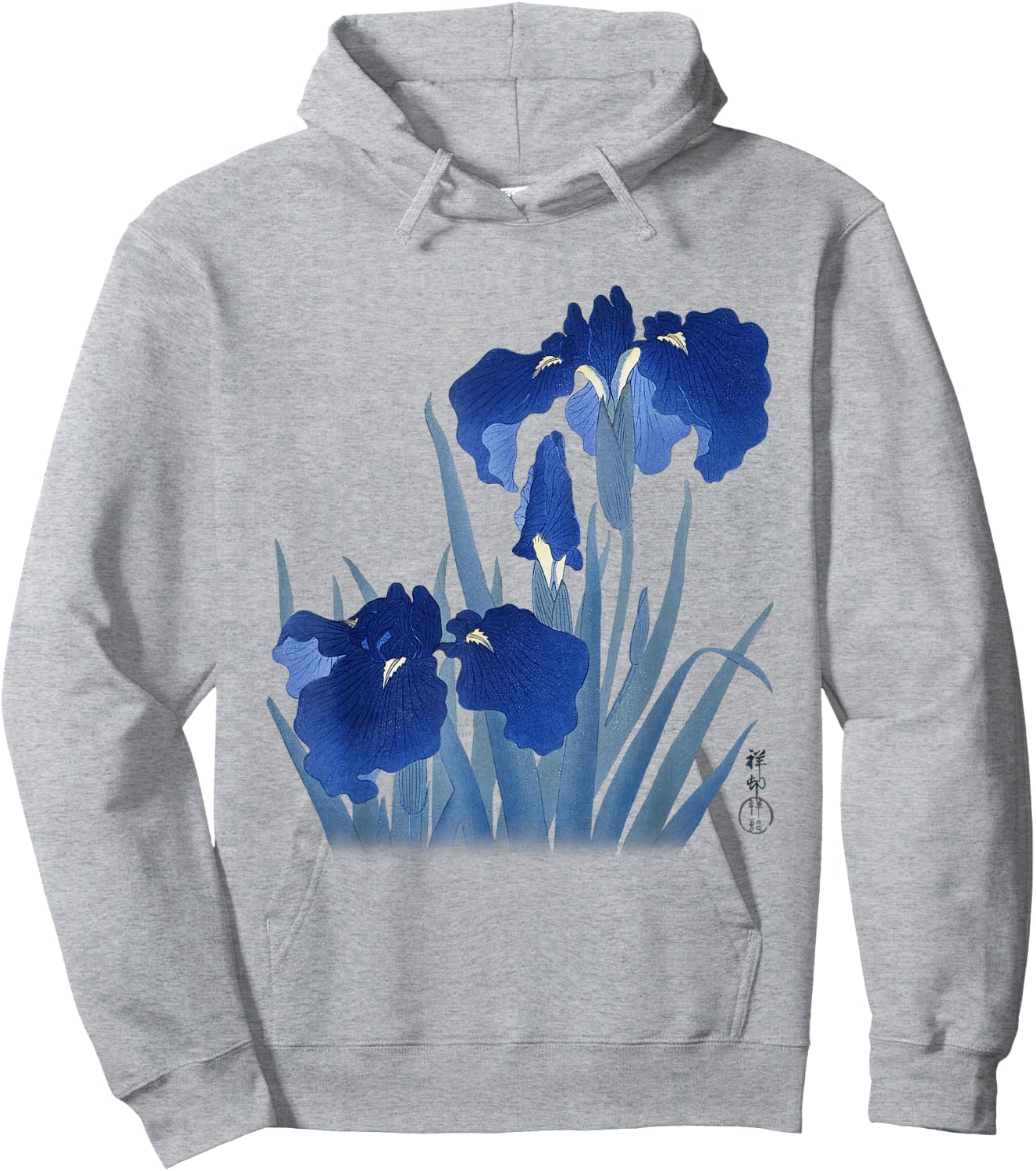 Japanese art print irises by Ohara Koson Hoodie - Hoodie | Ash