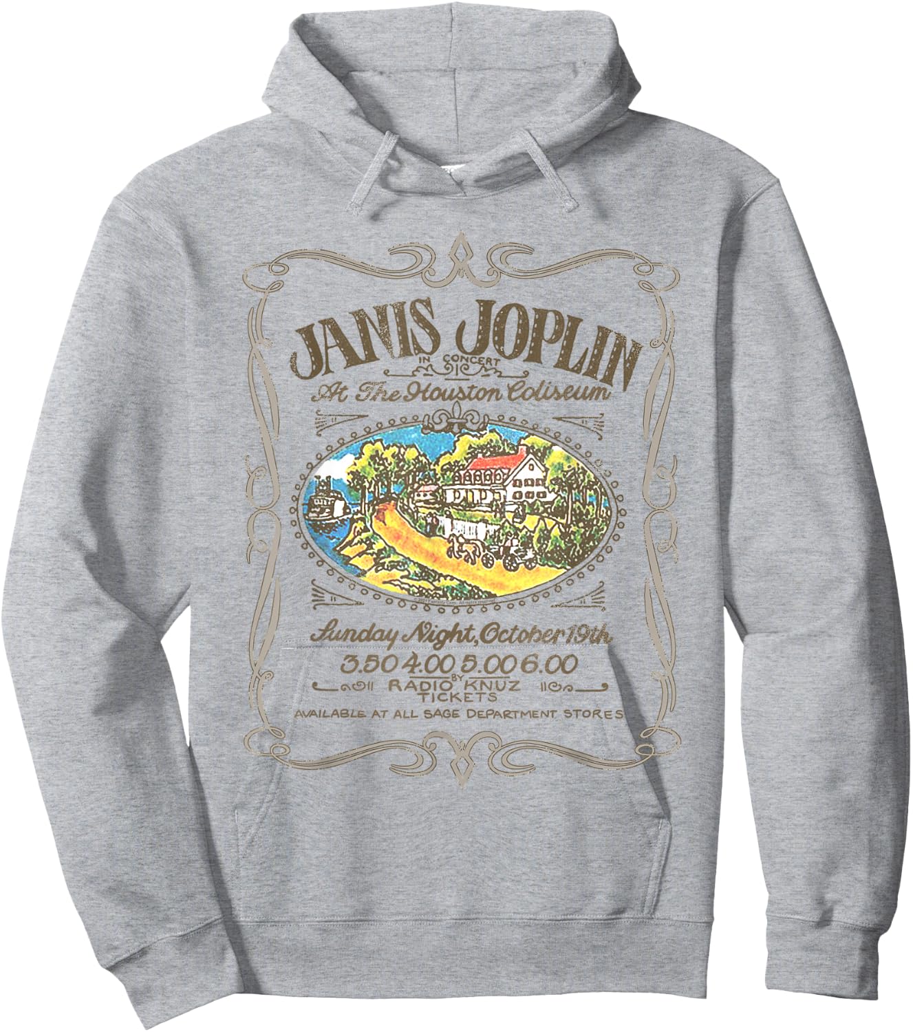 Janis Joplin Houston Handbill Hoodie - Hoodie | Ash