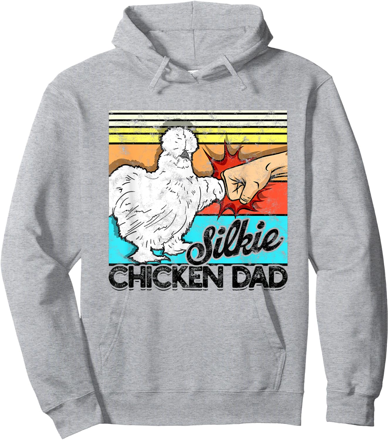 Retro Silkie Chicken Dad Farmer Silky Chickens Hoodie - Hoodie | Ash