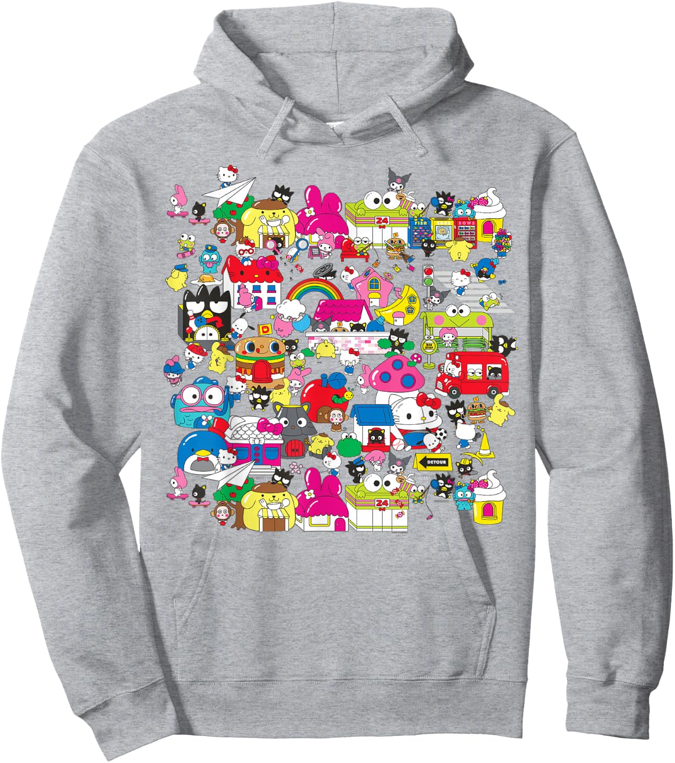 Hello Sanrio Hello Kitty City Scene Shirt Hoodie - Hoodie | Ash