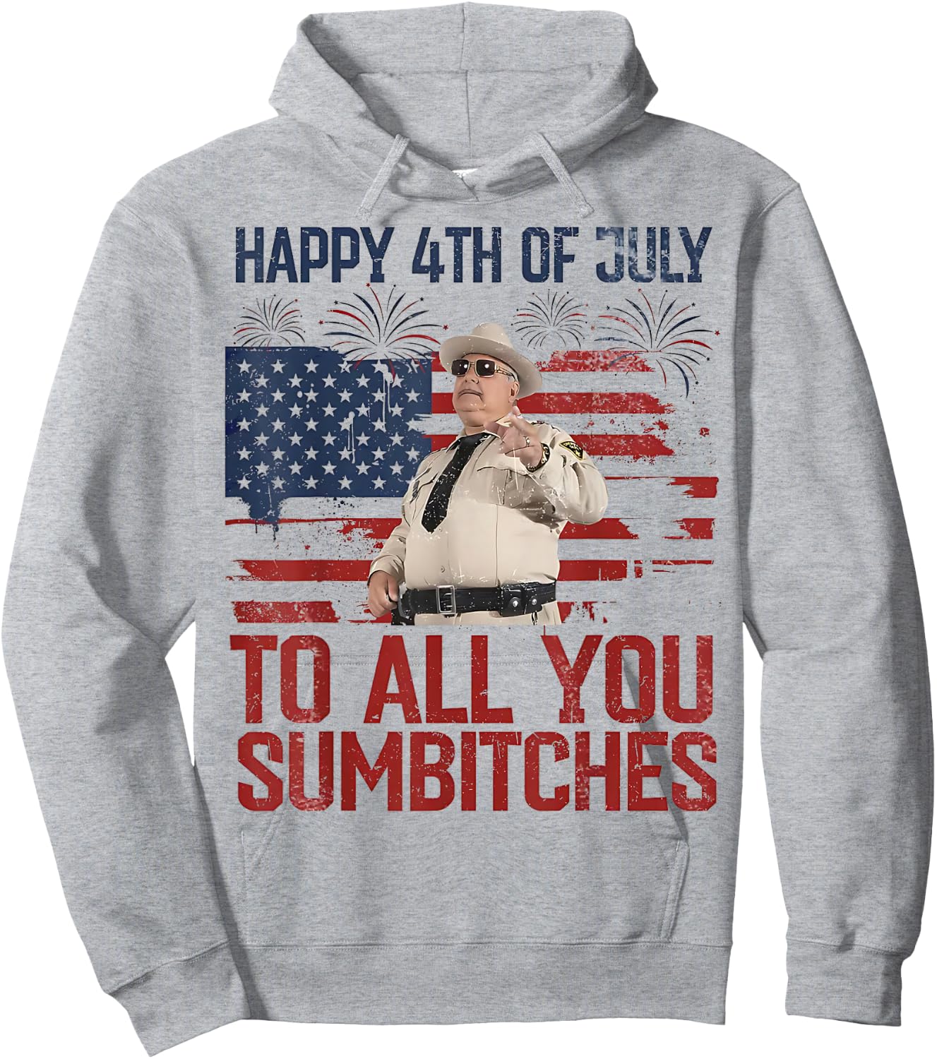 USA Flag Fireworks Hoodie - Hoodie | Ash
