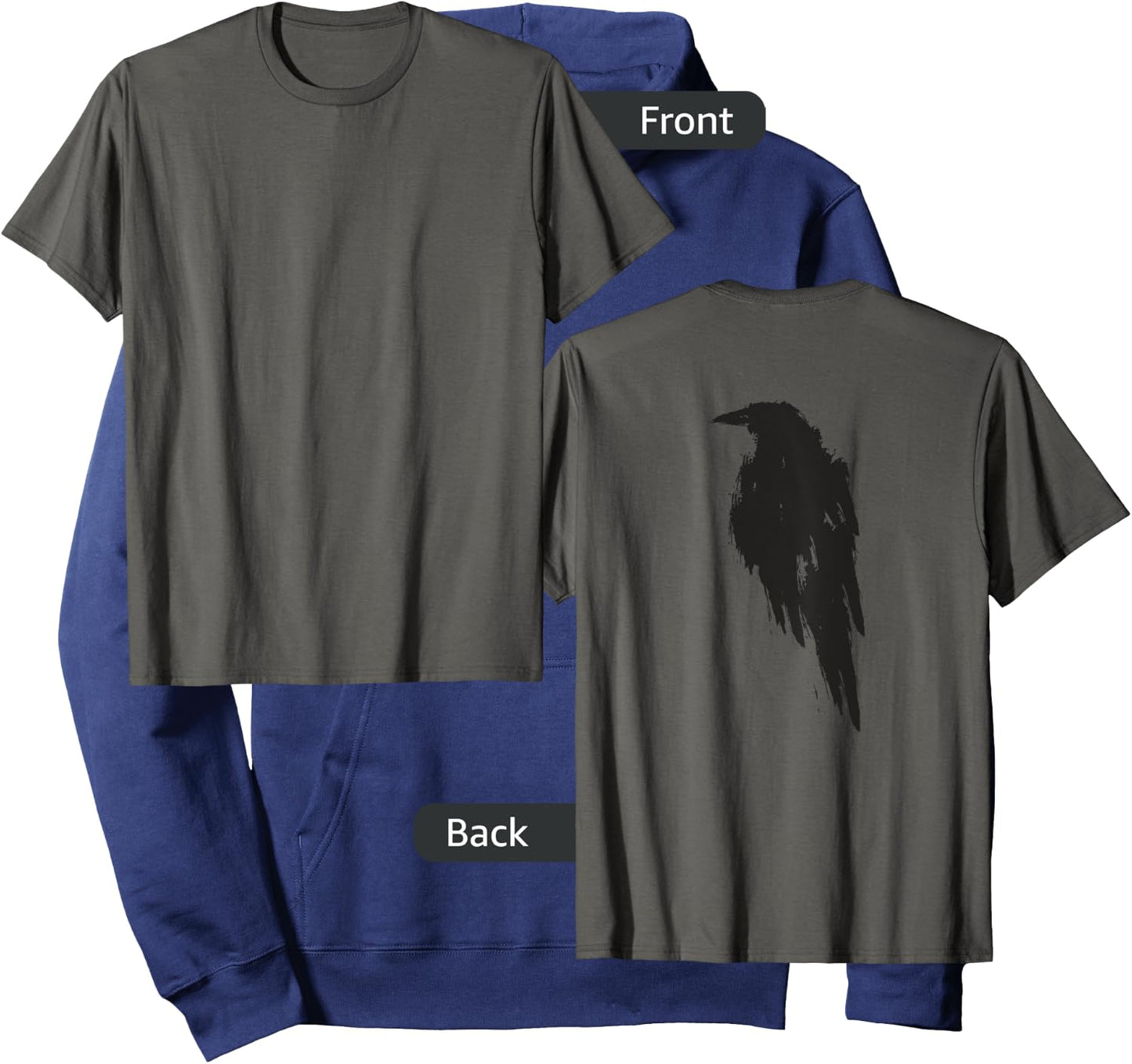 Retro Vintage Black Crow Raven DESIGN ON BACK Hoodie - Hoodie | Navy