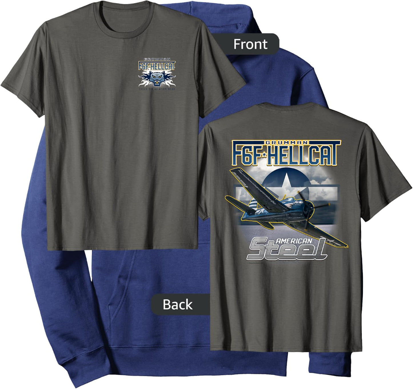 F6F Hellcat American Steel WWII Fighter 2 Sided Hoodie - Hoodie | Navy