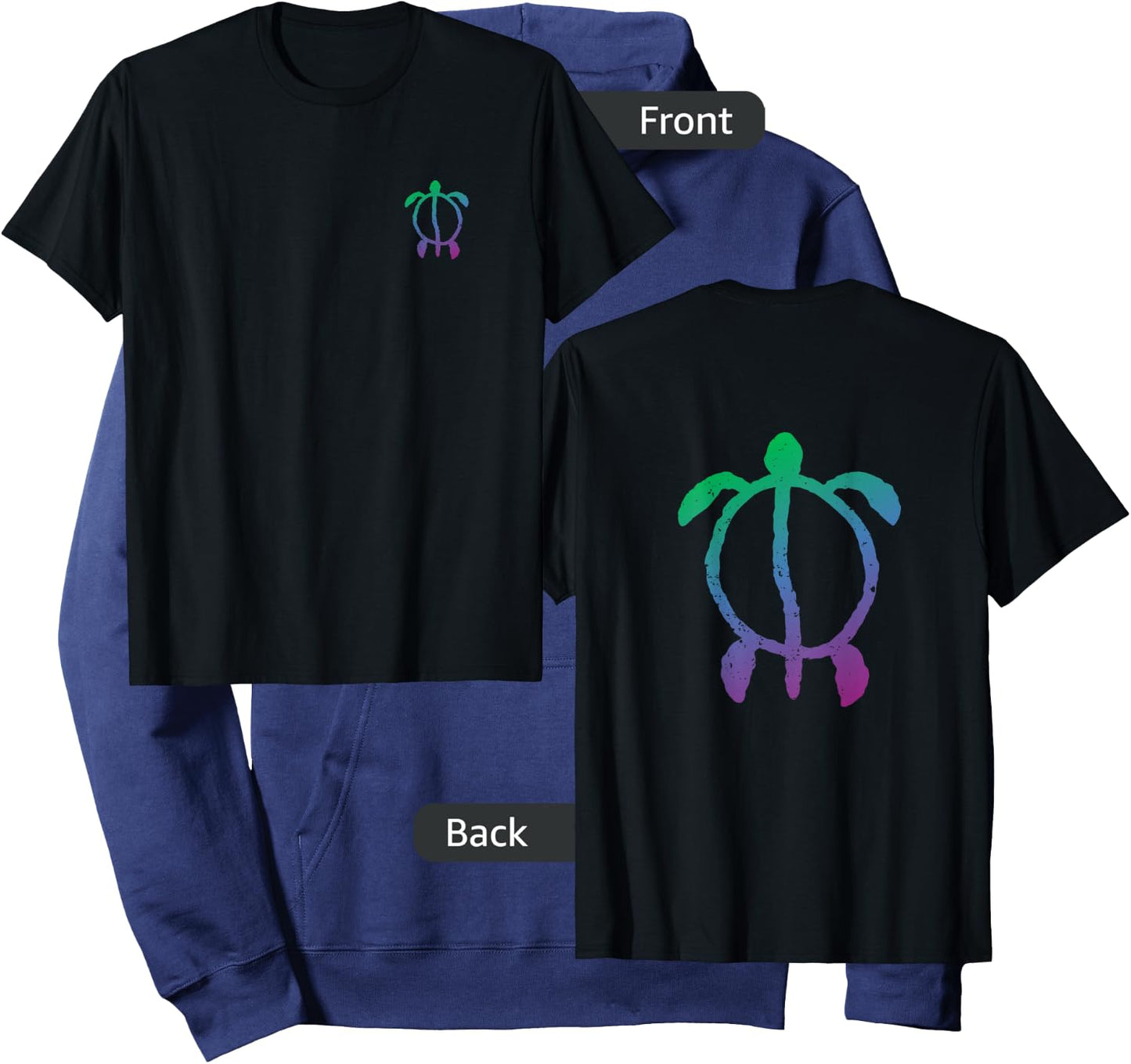 Hawaiian Turtle, Honu Petroglyph Hoodie - Hoodie | Navy