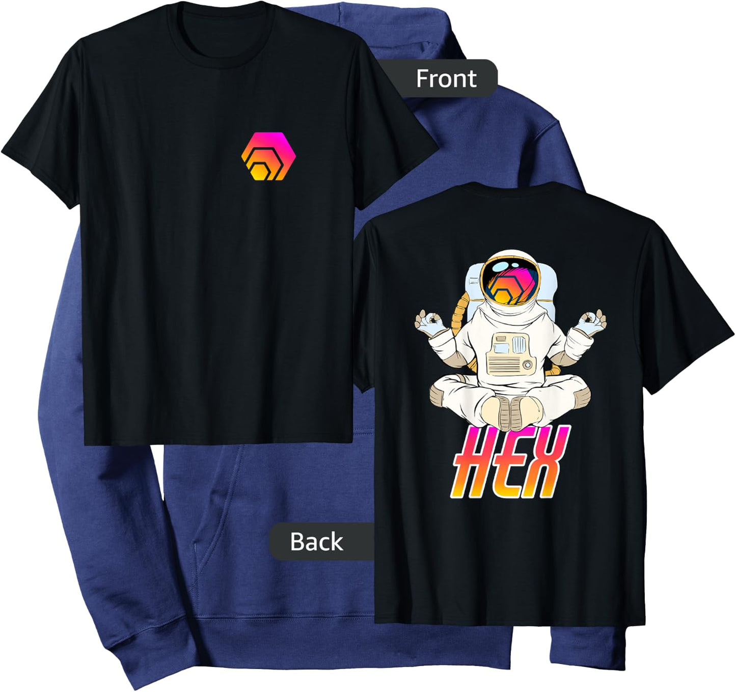 HEX Crypto Back Design Zen Yoga Cryptocurrency Hoodie - Hoodie | Navy