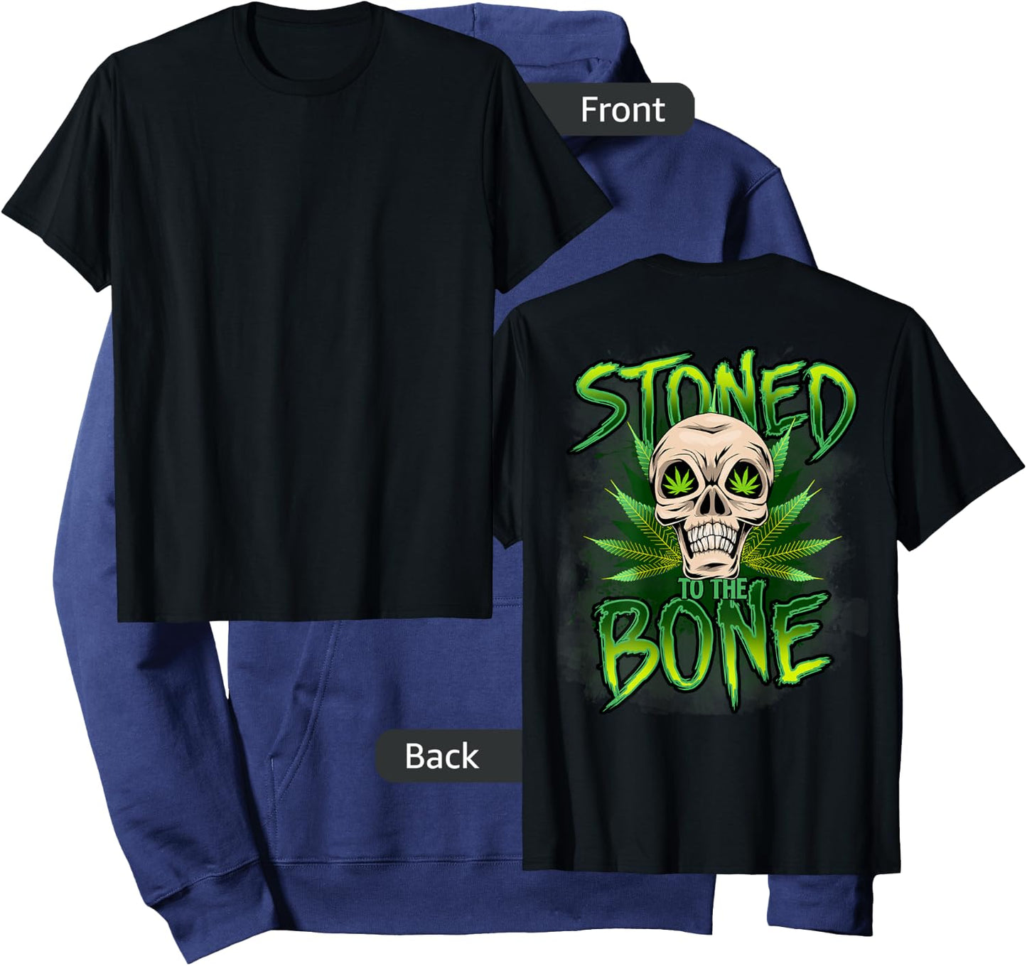 Cannabis Skull Weed Stoned to the Bone Stoner Hoodie - Hoodie | Navy
