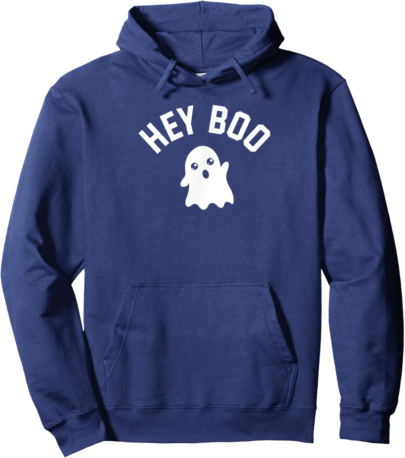 HEY BOO With Cute Ghost Illustration Hoodie - Hoodie | Navy