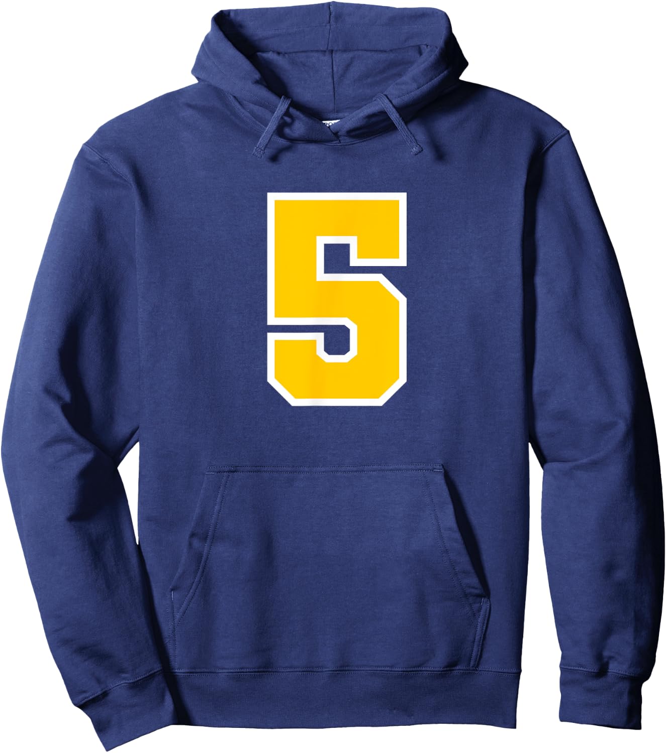 Number #5 Sports Team Yellow Number Hoodie - Hoodie | Navy