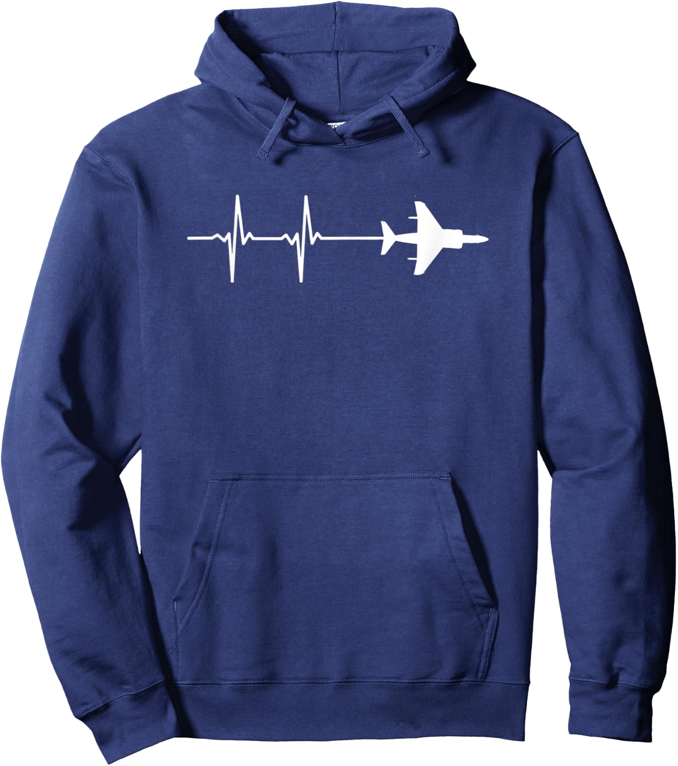 EKG Heartbeat AV-8B Harrier Military Airplane Hoodie - Hoodie | Navy