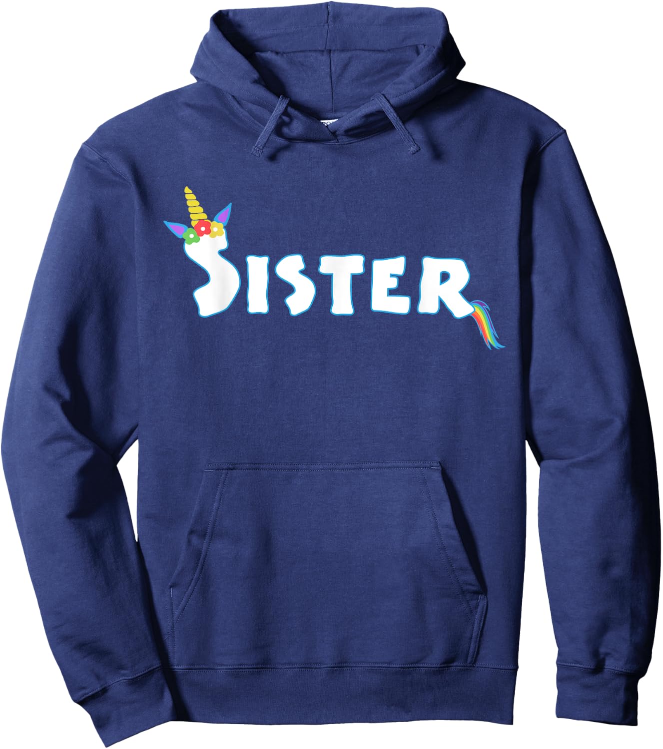 Unicorn Birthday Girl Funny Sister Sis Family Hoodie - Hoodie | Navy