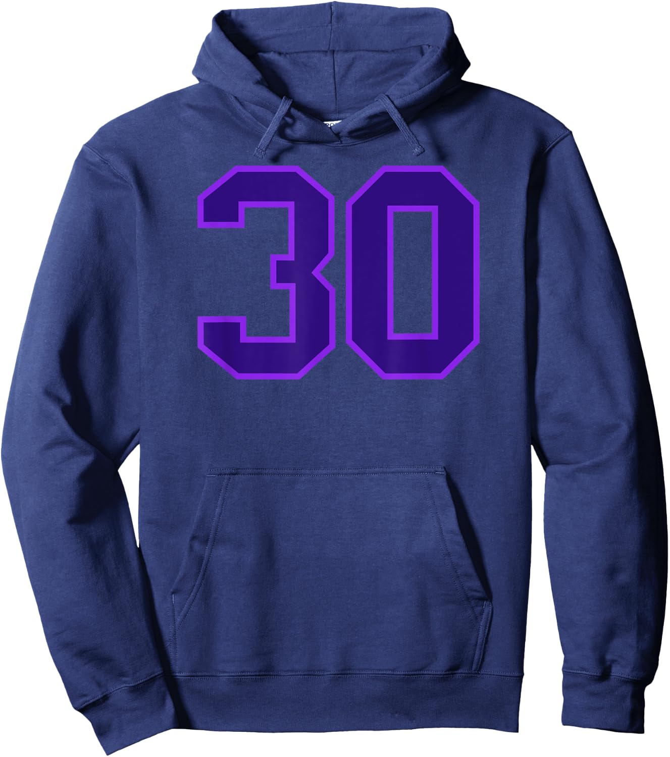 Number #30 Purple Sports Team Varsity Number Hoodie - Hoodie | Navy