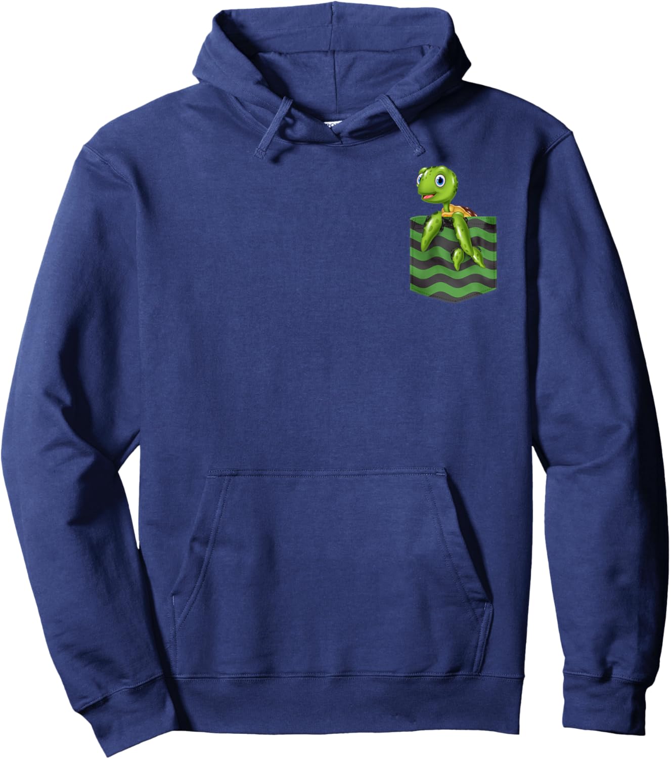 Cute Baby Sea Turtle in Fake Pocket Hoodie - Hoodie | Navy
