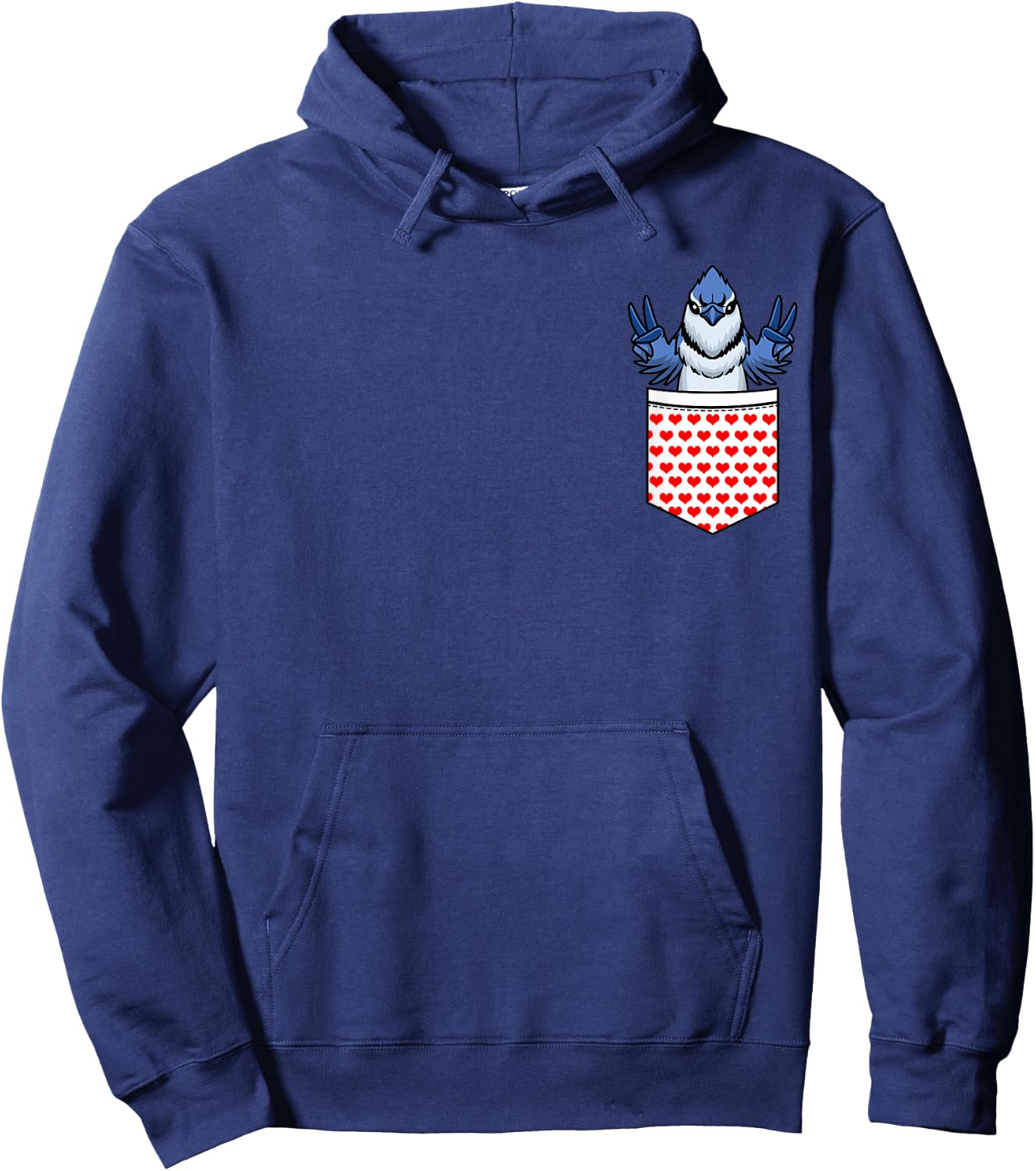 Blue Jay Bird Cyanocitta Cristata In Pocket Hoodie - Hoodie | Navy
