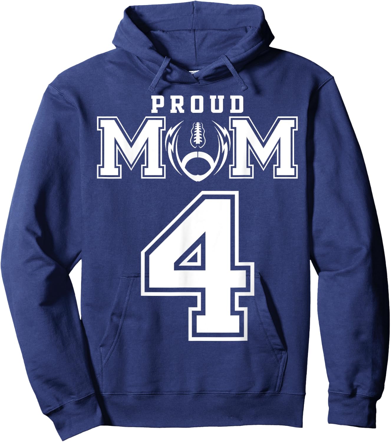 Custom Proud Football Mom Number 4 Personalized Hoodie - Hoodie | Navy