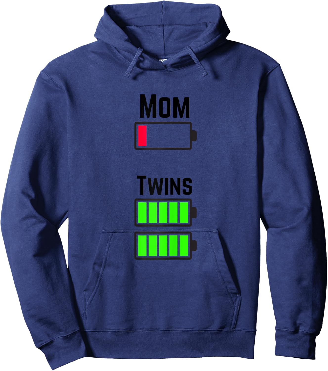Tired Twin Mom Low Battery Charge Hoodie - Hoodie | Navy
