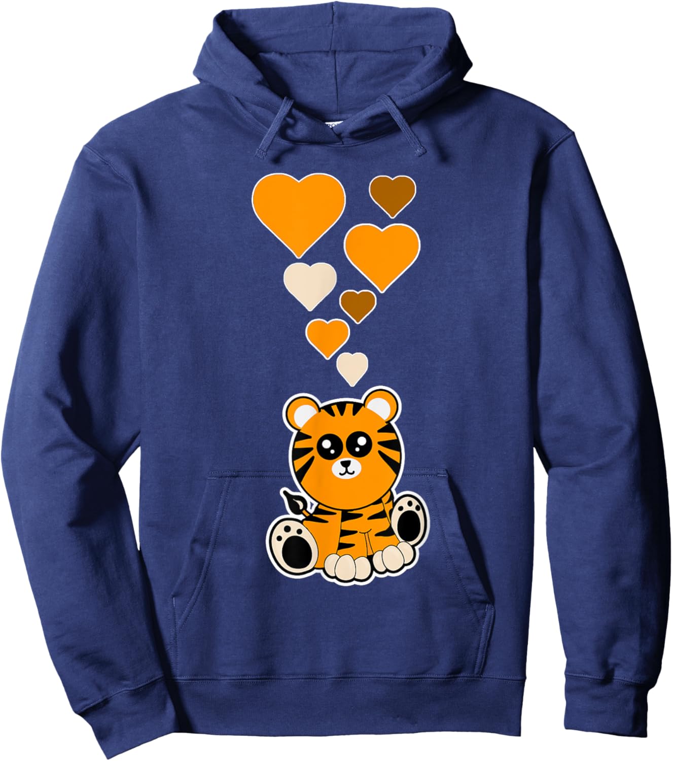 Cute Tiger Hearts - Tiger Lover I Love Tigers Hoodie - Hoodie | Navy
